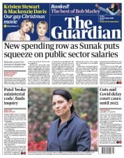 The Guardian (UK) Newspaper Front Page for 20 November 2020