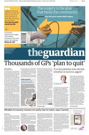 The Guardian (UK) Newspaper Front Page for 20 January 2016