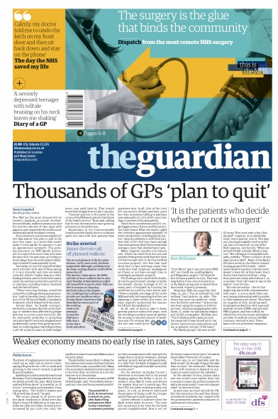 The Guardian Newspaper Front Page (UK) for 20 January 2016