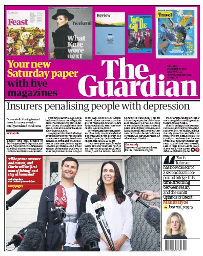 The Guardian Newspaper Front Page (UK) for 20 January 2018