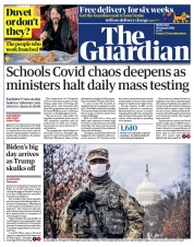 The Guardian (UK) Newspaper Front Page for 20 January 2021