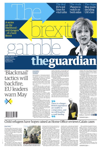 The Guardian Newspaper Front Page (UK) for 20 February 2017
