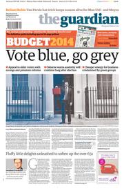 The Guardian (UK) Newspaper Front Page for 20 March 2014