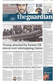 The Guardian (UK) Newspaper Front Page for 20 March 2017
