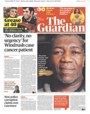 The Guardian (UK) Newspaper Front Page for 20 April 2018