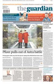 The Guardian (UK) Newspaper Front Page for 20 May 2014