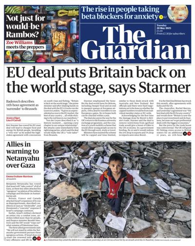 The Guardian Newspaper Front Page (UK) for 20 May 2025
