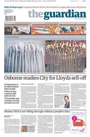 The Guardian (UK) Newspaper Front Page for 20 June 2013
