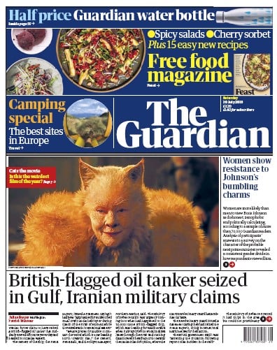 The Guardian Newspaper Front Page (UK) for 20 July 2019
