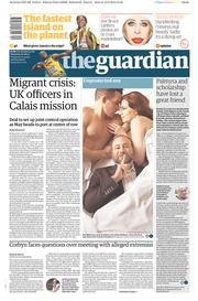 The Guardian Newspaper Front Page (UK) for 20 August 2015