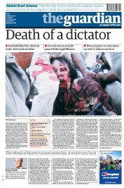 The Guardian (UK) Newspaper Front Page for 21 October 2011