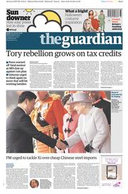 The Guardian (UK) Newspaper Front Page for 21 October 2015