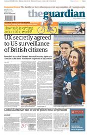The Guardian Newspaper Front Page (UK) for 21 November 2013