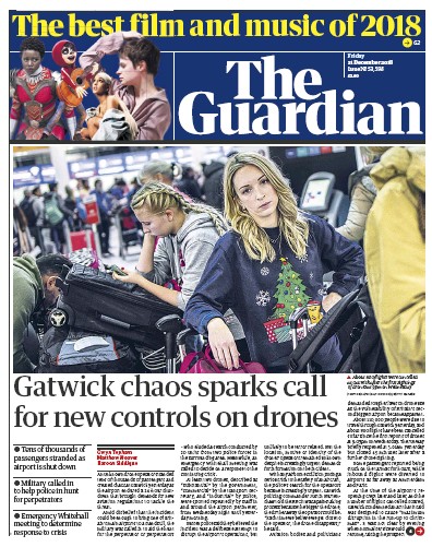 The Guardian Newspaper Front Page (UK) for 21 December 2018