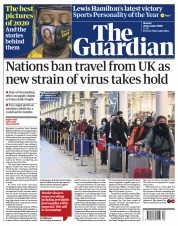 The Guardian (UK) Newspaper Front Page for 21 December 2020