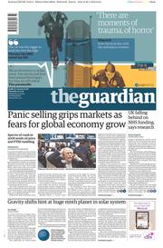 The Guardian (UK) Newspaper Front Page for 21 January 2016