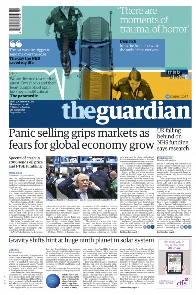 The Guardian Newspaper Front Page (UK) for 21 January 2016