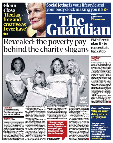 The Guardian Newspaper Front Page (UK) for 21 January 2019
