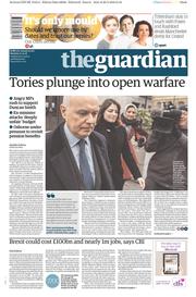 The Guardian (UK) Newspaper Front Page for 21 March 2016