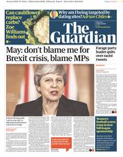 The Guardian (UK) Newspaper Front Page for 21 March 2019