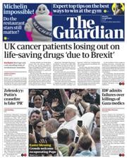 The Guardian front page for 21 April 2025