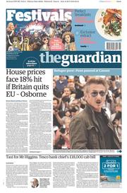 The Guardian (UK) Newspaper Front Page for 21 May 2016