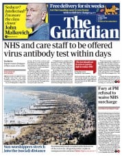 The Guardian (UK) Newspaper Front Page for 21 May 2020