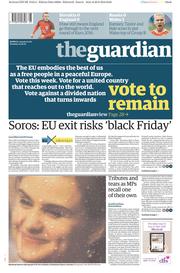 The Guardian (UK) Newspaper Front Page for 21 June 2016