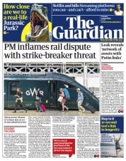 The Guardian (UK) Newspaper Front Page for 21 June 2022