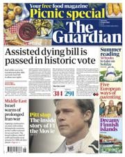 The Guardian front page for 21 June 2025