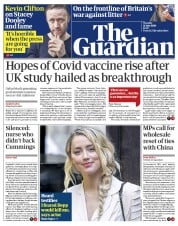 The Guardian (UK) Newspaper Front Page for 21 July 2020