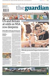 The Guardian (UK) Newspaper Front Page for 21 August 2013