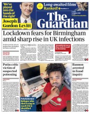 The Guardian (UK) Newspaper Front Page for 21 August 2020