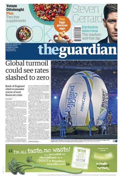 The Guardian Newspaper Front Page (UK) for 21 September 2015