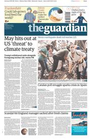 The Guardian (UK) Newspaper Front Page for 21 September 2017