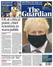 The Guardian (UK) Newspaper Front Page for 21 September 2020