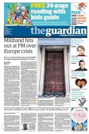 The Guardian Newspaper Front Page (UK) for 22 October 2011