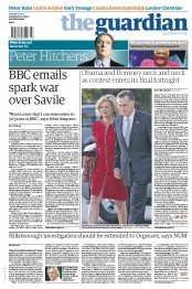 The Guardian Newspaper Front Page (UK) for 22 October 2012