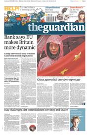 The Guardian (UK) Newspaper Front Page for 22 October 2015