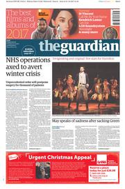 The Guardian (UK) Newspaper Front Page for 22 December 2017