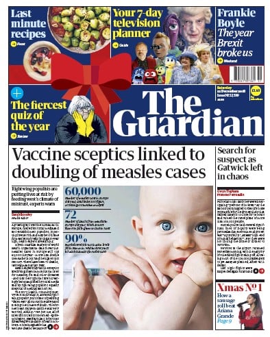The Guardian Newspaper Front Page (UK) for 22 December 2018