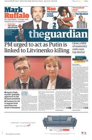 The Guardian (UK) Newspaper Front Page for 22 January 2016