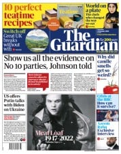 The Guardian front page for 22 January 2022