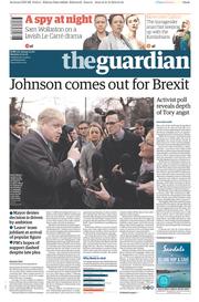The Guardian (UK) Newspaper Front Page for 22 February 2016