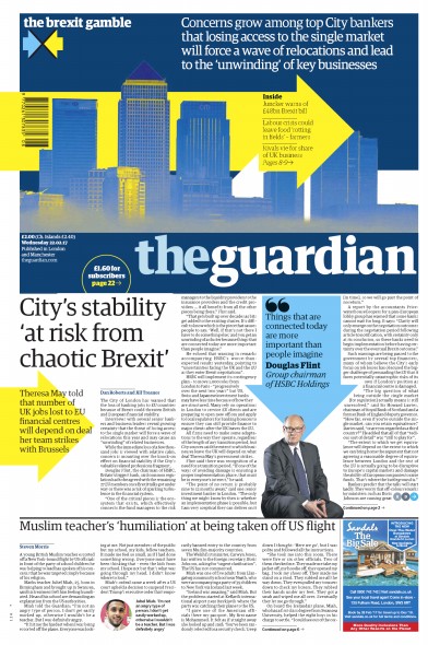 The Guardian Newspaper Front Page (UK) for 22 February 2017