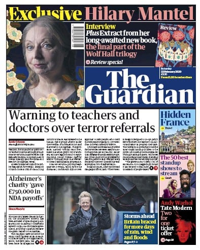 The Guardian Newspaper Front Page (UK) for 22 February 2020