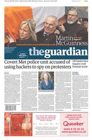 The Guardian (UK) Newspaper Front Page for 22 March 2017