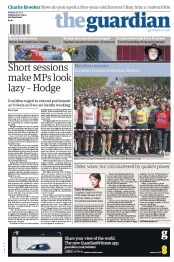 The Guardian Newspaper Front Page (UK) for 22 April 2013