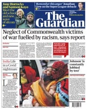 The Guardian (UK) Newspaper Front Page for 22 April 2021