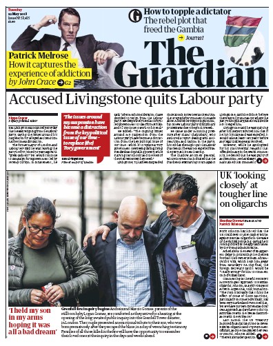 The Guardian Newspaper Front Page (UK) for 22 May 2018